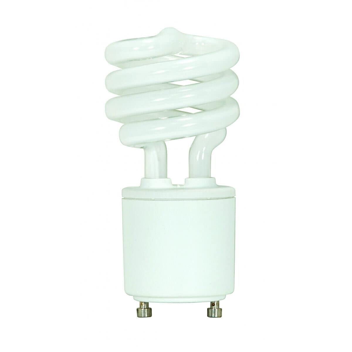 Satco Mini Spiral Compact Fluorescent Bulb, 13 Watt, 2700K, Bi Pin GU24 Base, 800 Lumens, Warm White, Pack of 6
