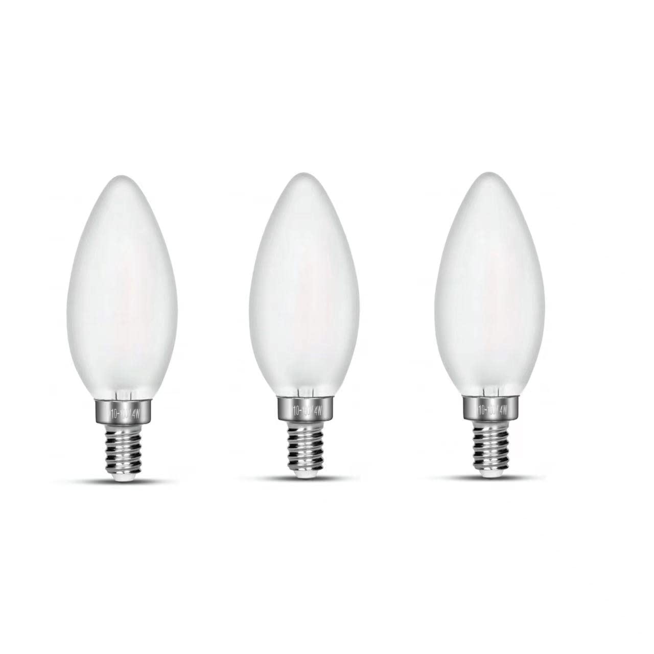 Carrybc Led Candelabra Bulb, 40W Equivalent, Dimmable, Warm White 2700K, Frosted Glass, 4W 400 Lumens, 360 Beam, 3 Pack
