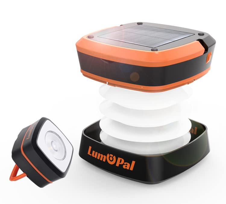 Lumopal Collapsible Solar Camping Light Rechargeable LED Portable USB Solar Lamp IP54 Waterproof Light for Backpacking Gear, Eme