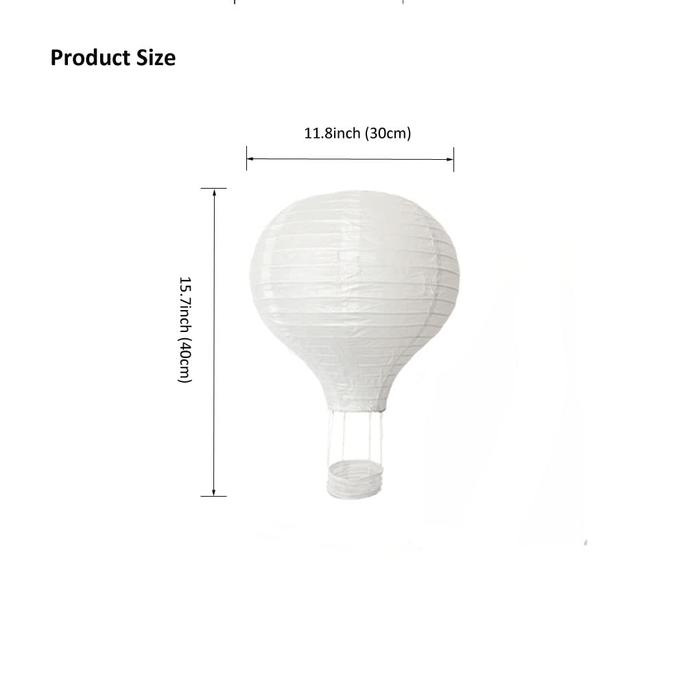 Vilanca Hot Air Balloon Paper Lanterns Set - 10PCS, 12" White Decorative DIY Party Lamps, Model AIR-003
