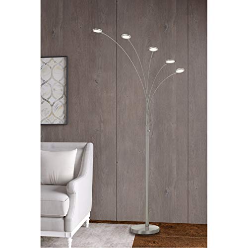 Cal Lighting Bo-2873Fl-5L-Bs Transitional Led Arc Floor Lamp From Cremona Collection In Pewter, Nickel, Silver Finish, 17.50 Inches