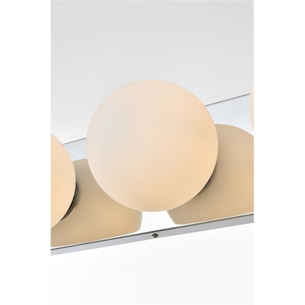 Living District Jaylin 4-Light Iron & Glass Bath Sconce in Chrome/Frosted White