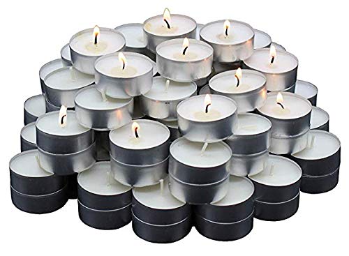 HK Balloons Wax Tealight Candles (Unscented) Long Lasting Candle, Works for About 3-4 hrs. (White, Pack of 50)