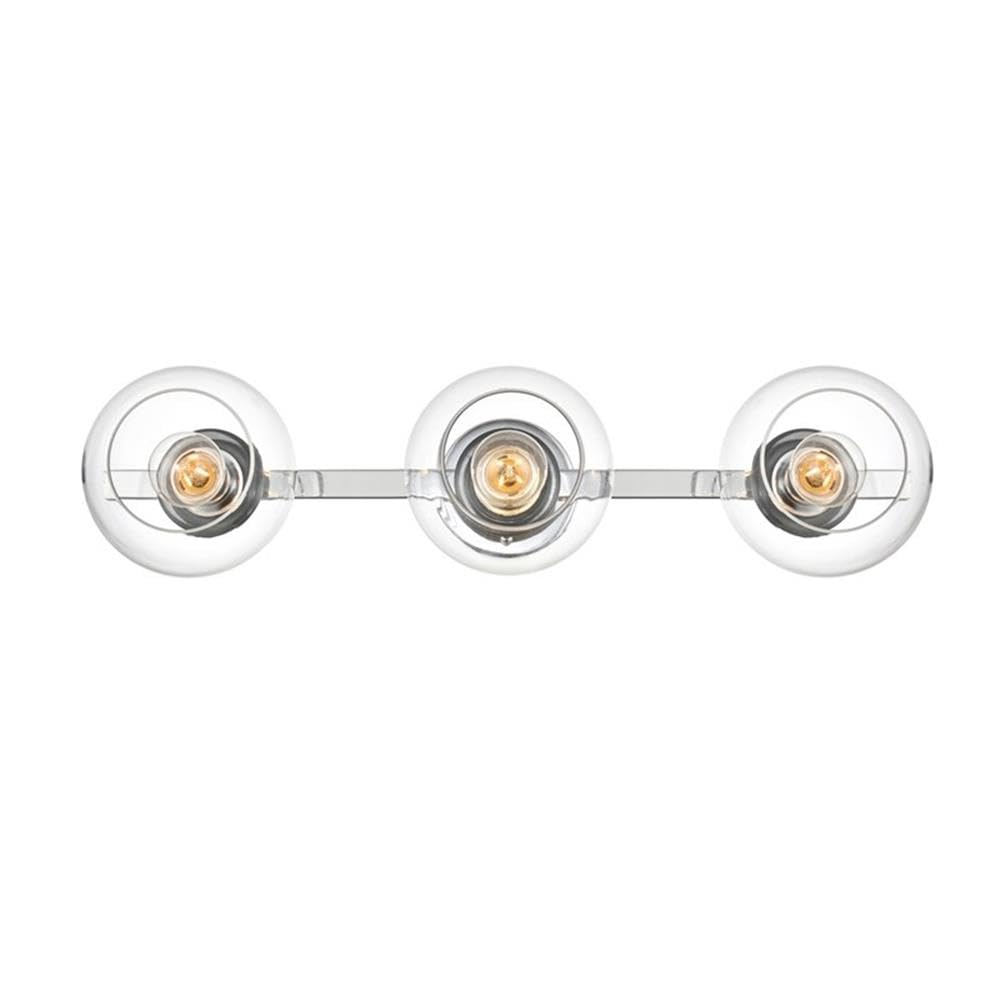 Living District Rogelio 3-Light Iron & Glass Bath Sconce in Chrome/Clear
