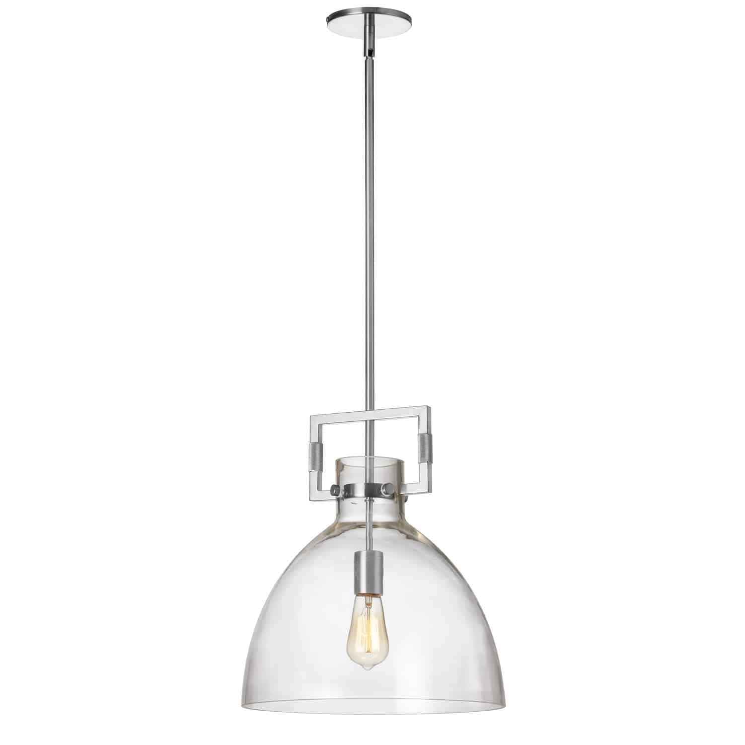 Dainolite LBY-141P-PC Clear Glass Pendant Light, Silver Finish