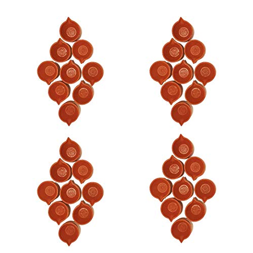 Puja N Pujari Clay Diya for Diwali and Pooja Set of 10 (3 Inch) (40)