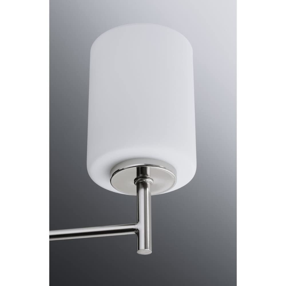 Progress Lighting P4726-31 Replay Collection Etched White Glass Modern Chandelier Light, 9-Light, Textured Black