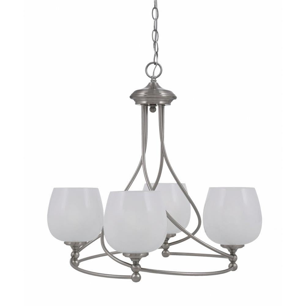 Toltec Lighting 904-BN-4811 Capri - 4 Light Uplight Chandelier-22.75 Inches Tall and 22.75 Inches Wide, Finish Color: Brushed Nickel, Glass Color: White Marble