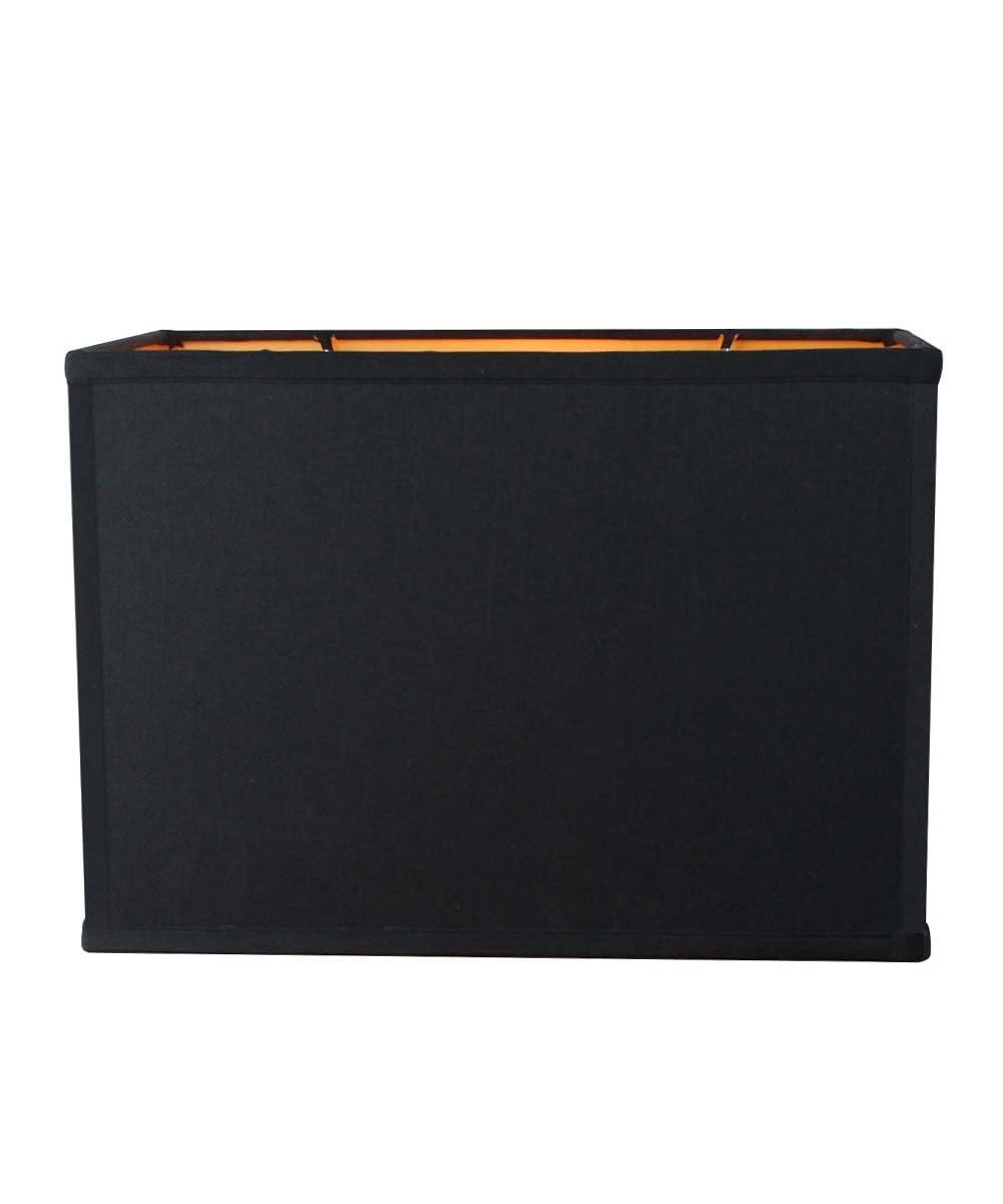 HomeConcept Rectangular Drum Lampshade, Black Fabric, 14x8x10 inches, Brass Spider Fitter - Ideal for Table and Floor Lamps
