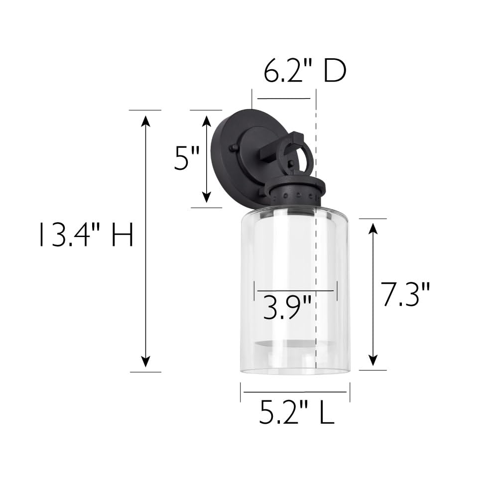 Design House 589010-Blk Hansen Modern Contemporary 1-Light Indoor/Outdoor Dimmable Wall Light W/Open Bottom Frosted Inner Clear