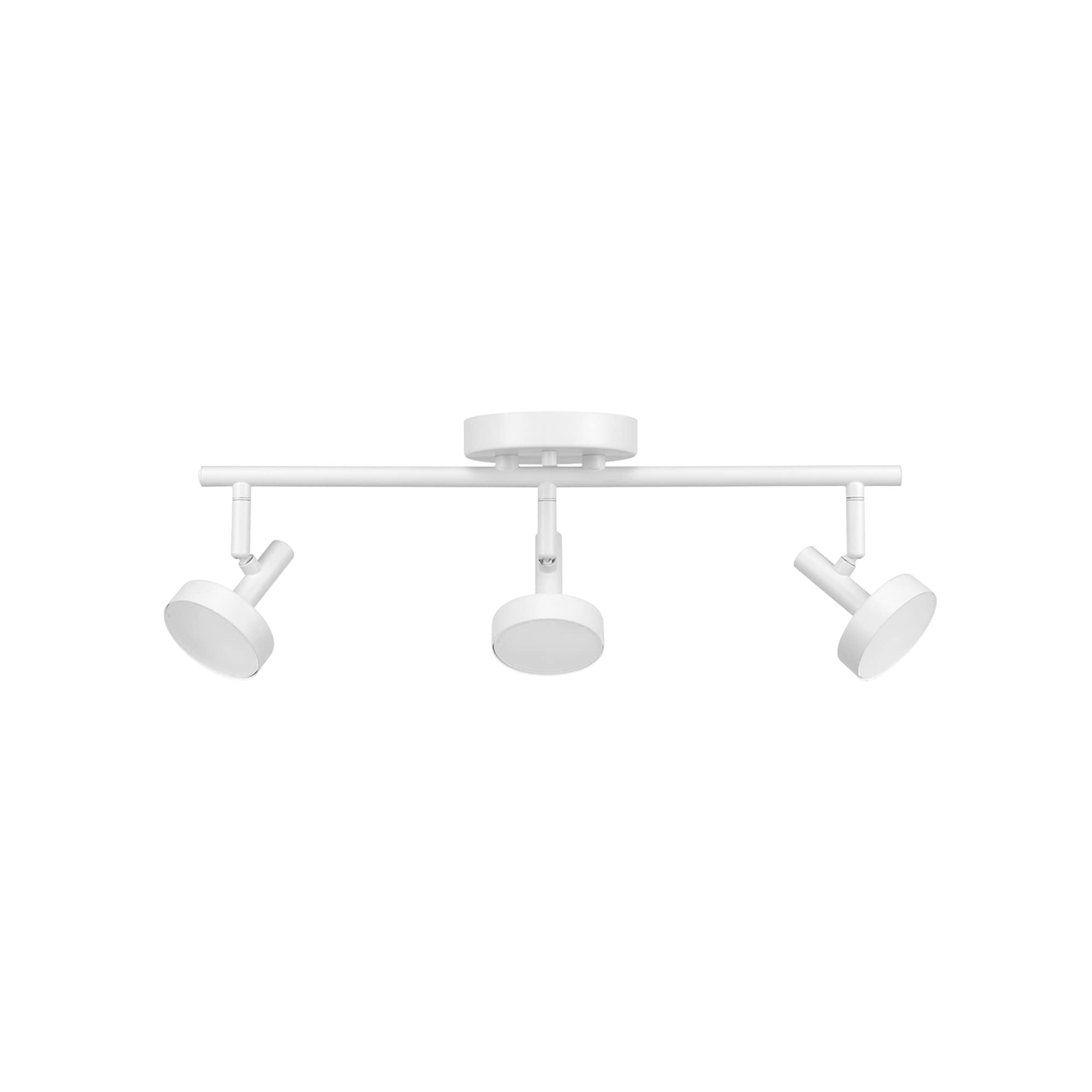 Globe Electric 64000008 19&quot; 3-Light 22.5W Led Integrated Track Lighting Kit, Matte White, Dimmable, Pivoting Track Heads, Frosted Diffuser, 1200 Lumens, 2700 Kelvin, 90 Cri, Home Improvement