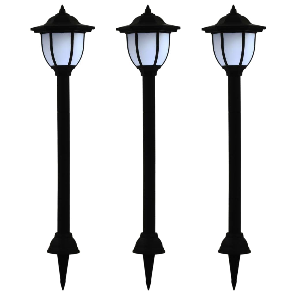 vidaXL Outdoor Pathway Light 3 pcs, LED Solar Walkway Light with Ground Spike, Landscape Path Light, Sidewalk Lighting for Garden Backyard, Black