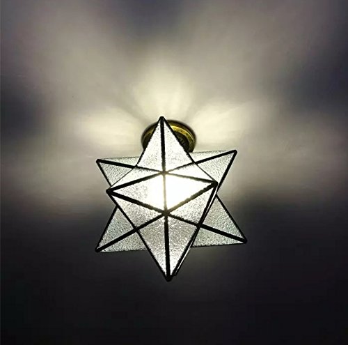 Crystal Flush Mount Moravian Star Ceiling Light Shade With E26 Bulb 8'' Close To Ceiling Light Fixtures For Indoor Restaurant Cafe Loft Bar Living Study Room Corridor Aisle (20Cm)
