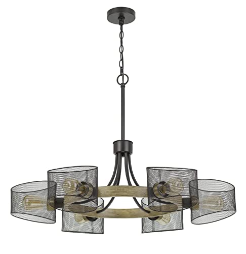Cal Lighting FX-3742-6 Transitional Six Light Chandelier, Metal, 36 inches, Black Finish, Dronten Collection