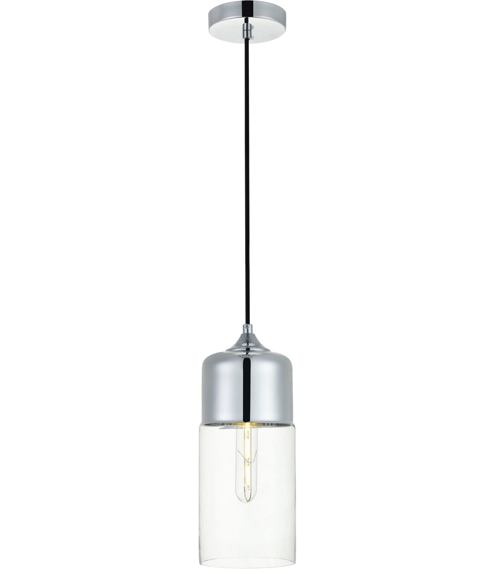 Living District Ashwell 1 Light Black Pendant With Clear Glass