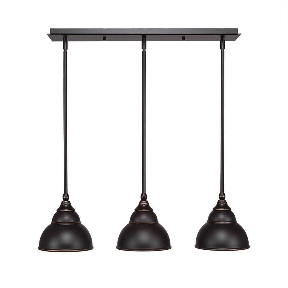 Toltec Lighting 25-Dg-427 3 Light Multi-Light Mini Hang Straight Swivel Pendant With Double Bubble Metal Shade, 7&quot;, Dark Granite