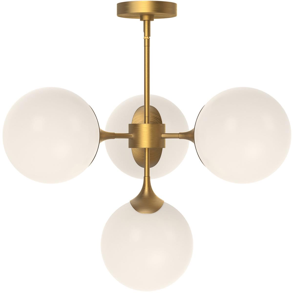 Alora Mood Nouveau 26 Chandelier | Aged Gold Finish | Matte Opal Glass Shades | Parisian Art Nouveau Decorative Ceiling Light | 