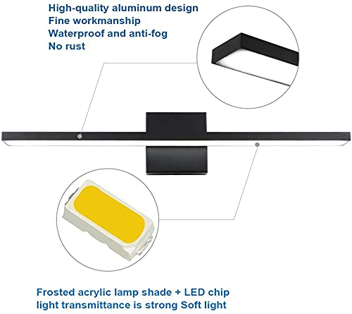 Ralbay 24in Dimmable LED Black Vanity Light Fixture with Remote Control, Color Temperature Adjustable, Model 1089