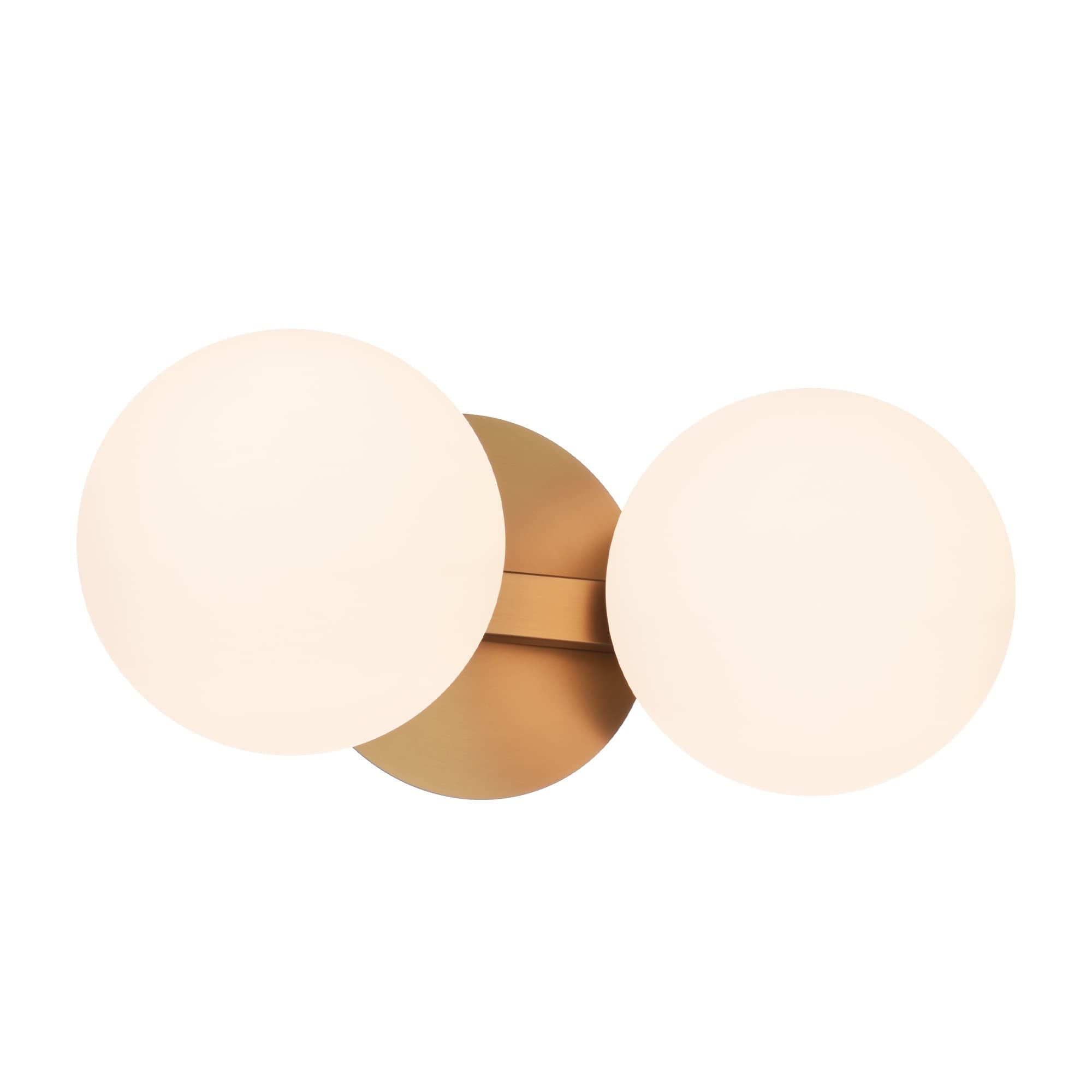 Bathroom Vanity Light Fixtures, Modern 2 Lights Globe Wall Sconce Lighting Aged Brass, Porch Wall Mount Light Fixture For Bathro
