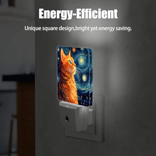 Jopowide Cat Night Light, Lonely Ginger Cat Night Lights Plug Into Wall Decor For Bedroom, Bathroom, Hallway, Kitchen, Dusk To Dawn Sensor Nightlights For Boys Girls Women Men Room Gifts