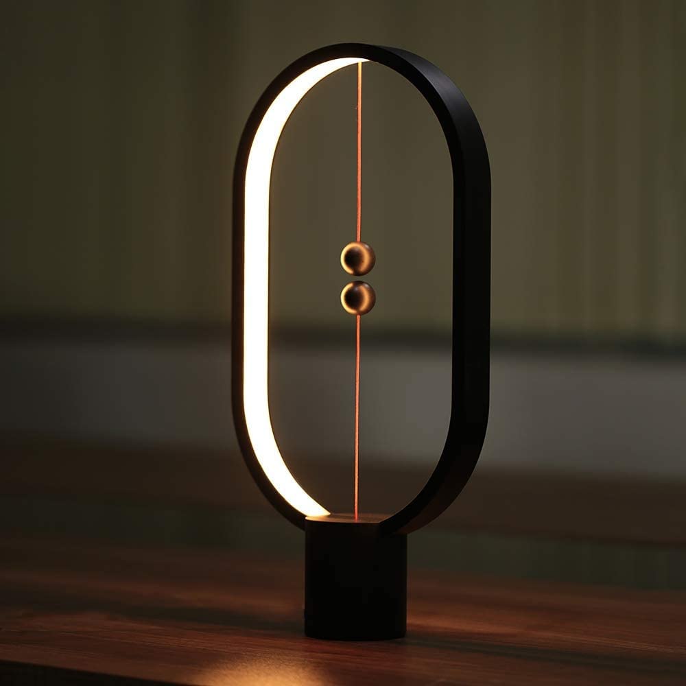 Xhope Table Lamp For Bedroom - Balance Lamp,Bedside Lamp With Touch Dimmer,Nightstand Lamp,3 Level Brightness Rechargered Night Light For Home,Office,College Dorm (Black)