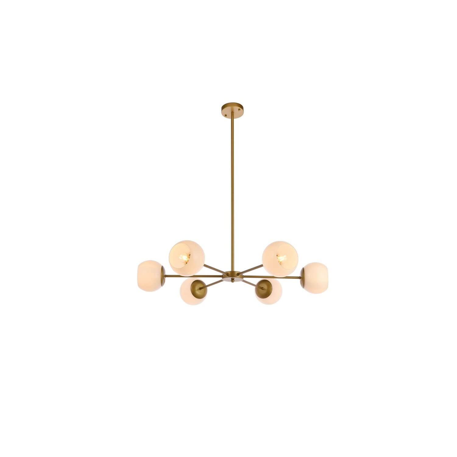 Living District Briggs 6-Light Mid-Century Metal Pendant in Brass/White
