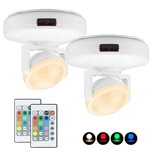 Luxsway Accent Spotlights Lights, Dimmable Puck Light, 12 Colors, 330° Rotatable Head, White Head, 2-Pack