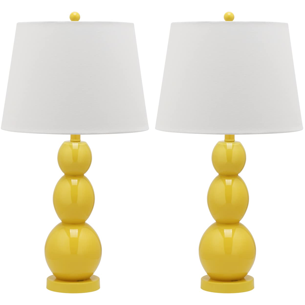 SAFAVIEH Lighting - Jayne 27-Inch 3-Sphere Glass Table Lamp Set of 2 - Yellow - Contemporary Stacked Body Design - Ideal for Liv