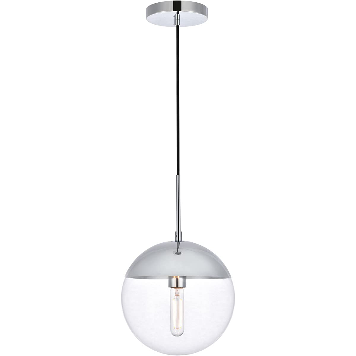 Living District Eclipse 1 Light Chrome Pendant with Clear Glass