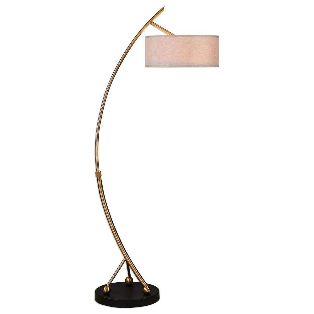 Uttermost Vardar 2 Light Floor Lamp, Iron, 17 D x 17 W x 68 H, Brushed Brass/Matte Black, Model 28089-1