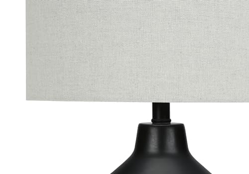 Monarch Specialties I 9701 Lightingtable Lamp, Black Concrete, Grey Shade, Contemporary