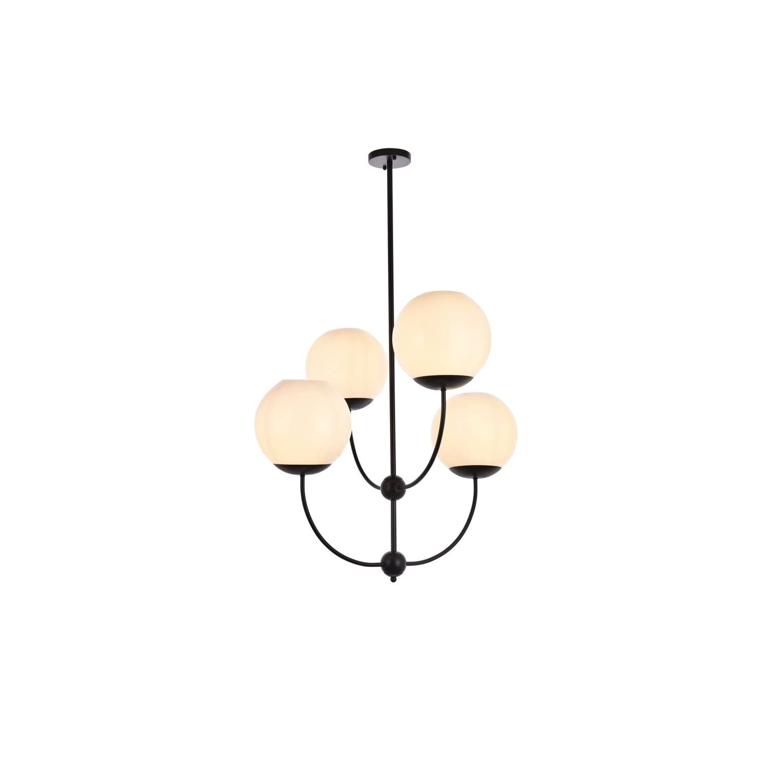 Living District Lennon 4-Light Mid-Century Metal Pendant in Black and White