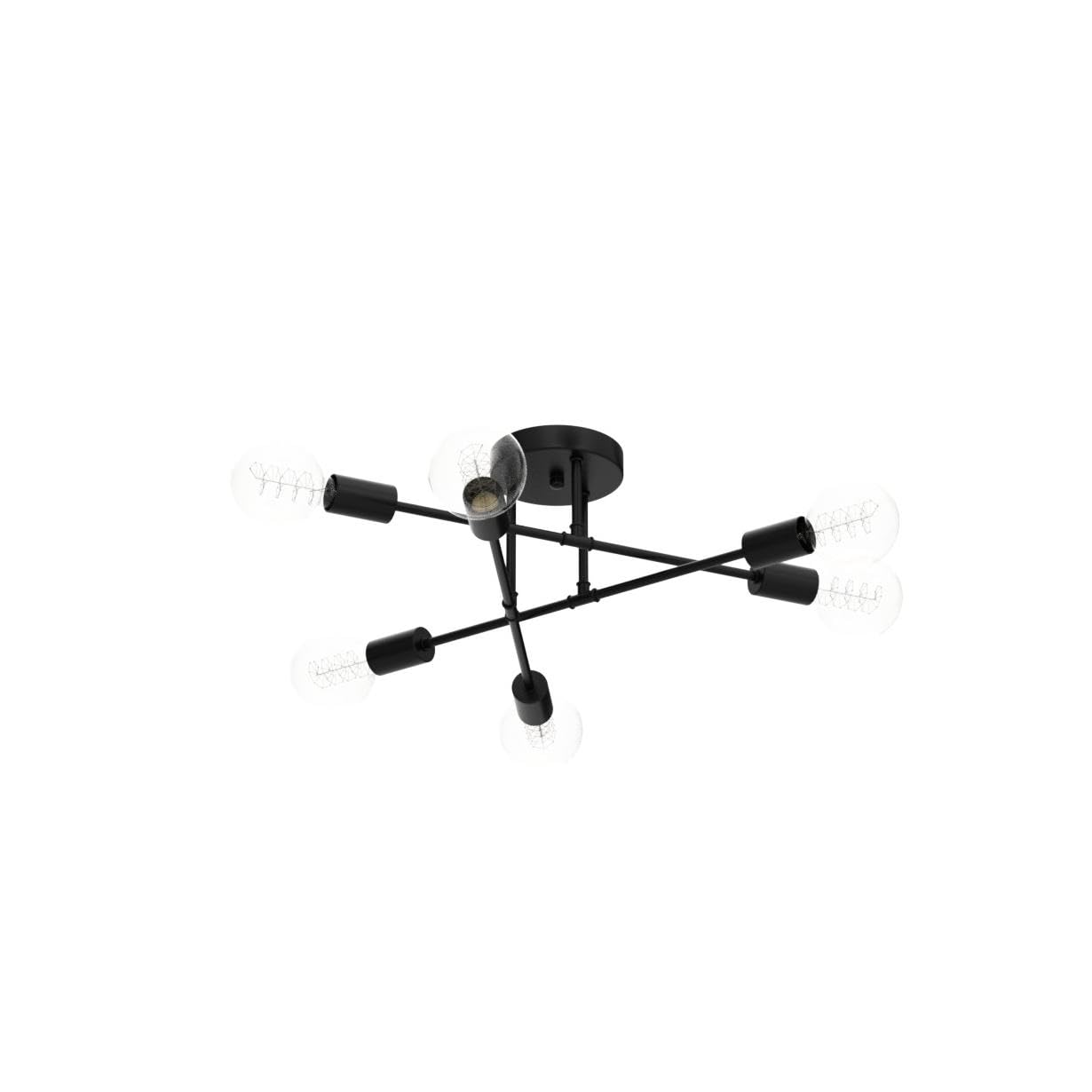 Bosceos Modern Sputnik Chandelier 6-Light Black Metal Ceiling Light Fixture 22in Model JC21821.6