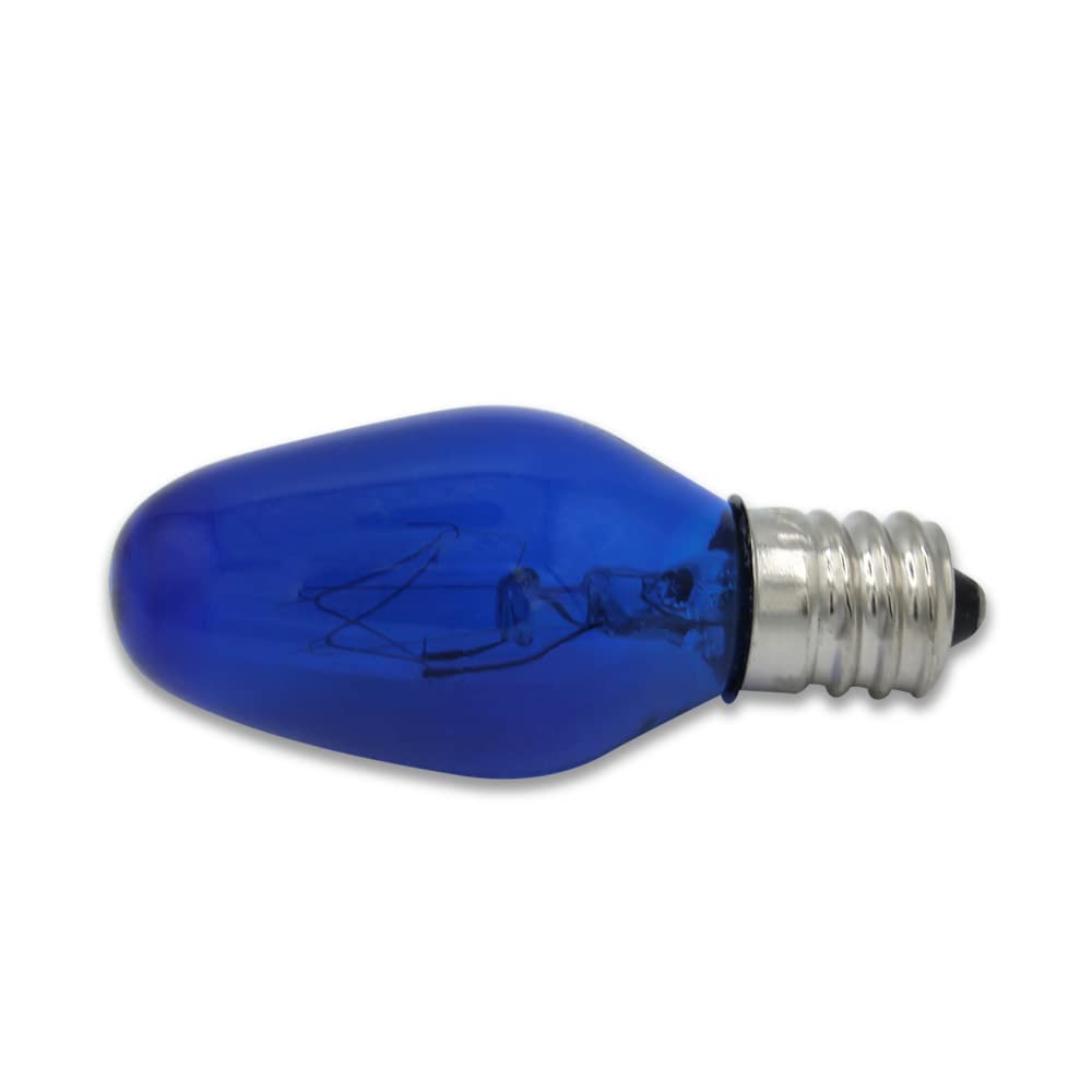 Lumenivo 7 Watt Blue Incandescent C7 Colored Night Light Bulbs 7W C7 Blue Christmas Village Light Bulbs Candelabra Base Blue Bul