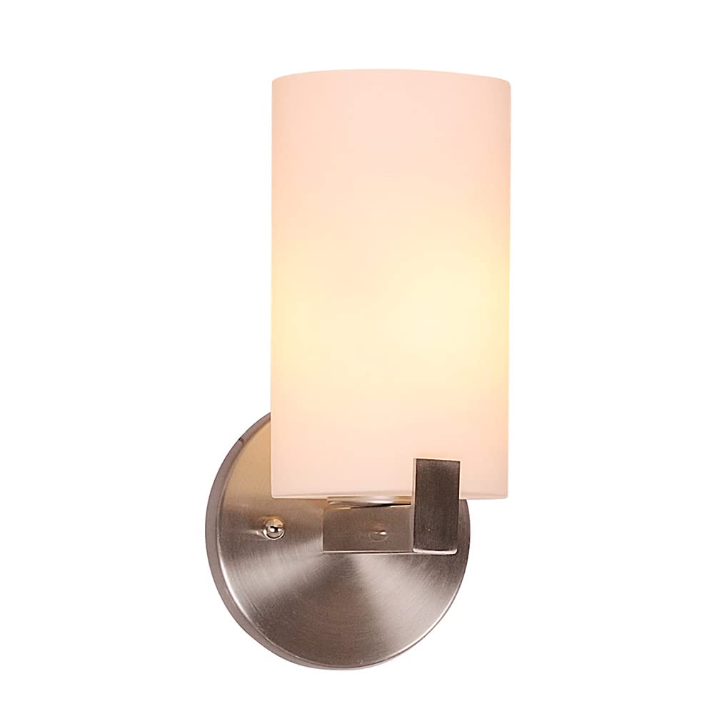 Design House 587543 Eastport Classic Contemporary Indoor Dimmable Wall Light With Frosted Glass, 1-Light Light, Satin Nickel