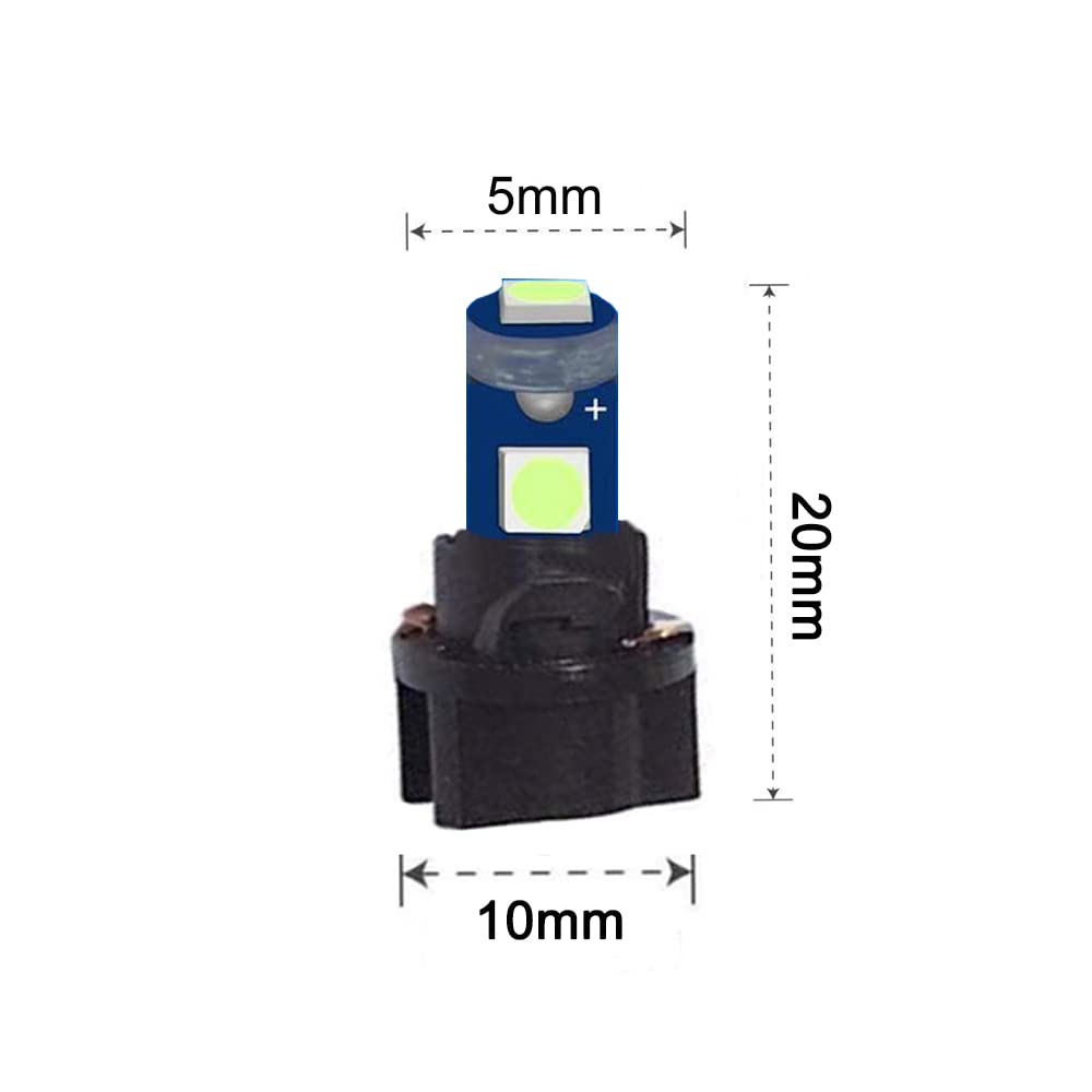 BlyilyB 10-Pack Ice Blue T5 2721 Wedge LED Bulbs for Dash, Instrument Panel, and Cluster Replacement Lights