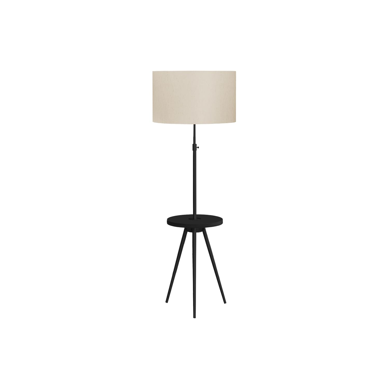 Monarch Specialties 9745, Black, Ivory/Cream Shade, Contemporary Lighting 63&quot; H Tripod Floor Lamp Metal USB, 20&quot; L x 20&quot; W x 55&quot; H