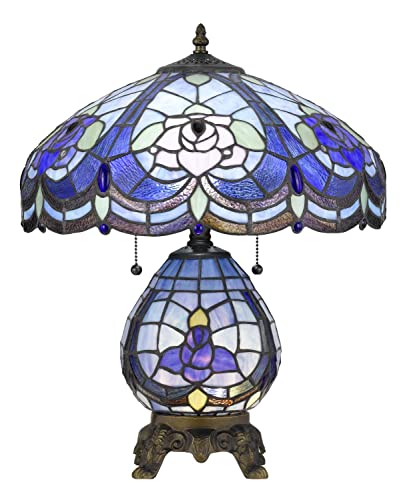 Cal Lighting Bo-2799Tb Tiffany/Mica Three Light Table Lamp From Tiffany Collection In Bronze/Dark Finish, 16.00 Inches