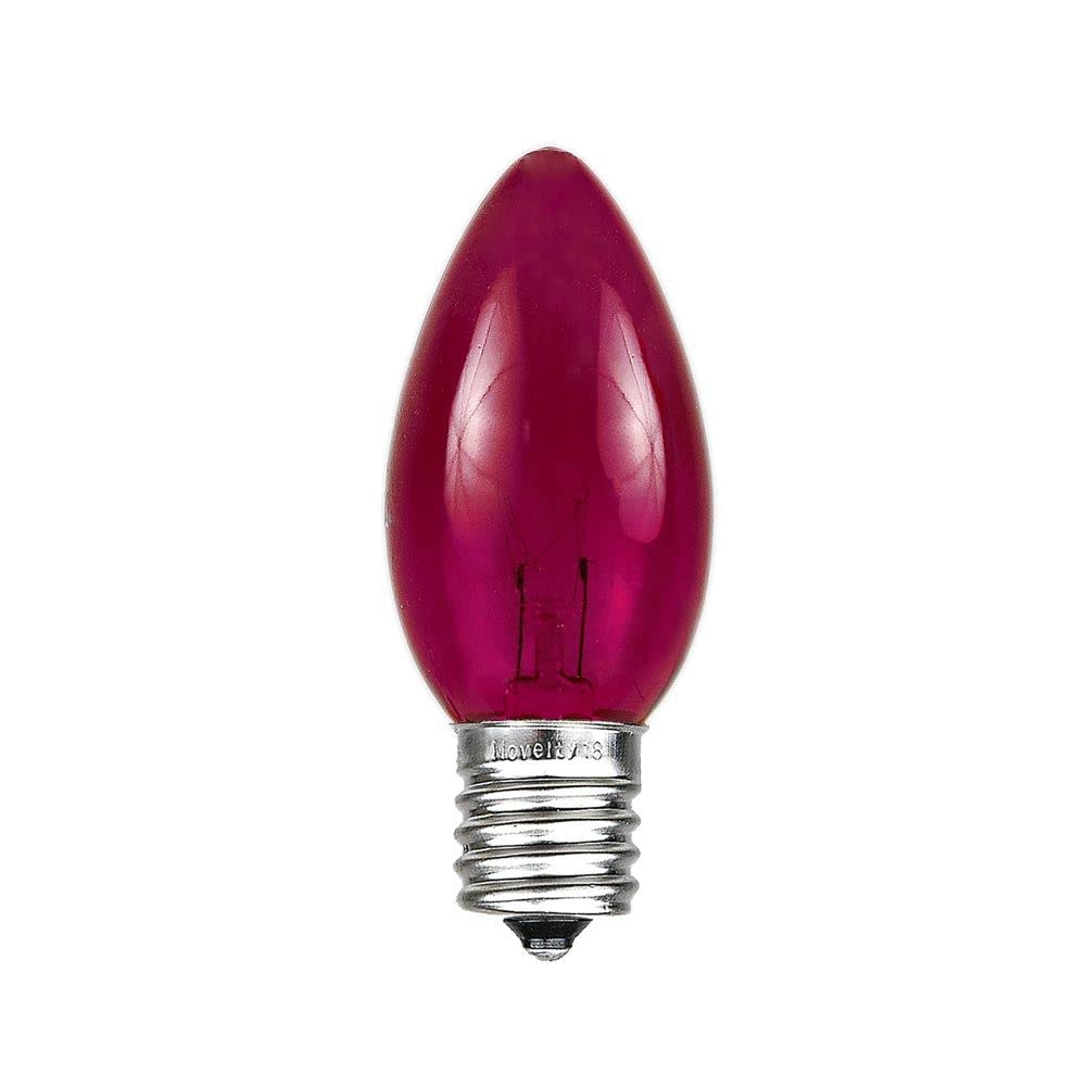 Novelty Lights C9 Christmas Replacement Bulbs, 7 Watt, Glass, Pink, 25 Count