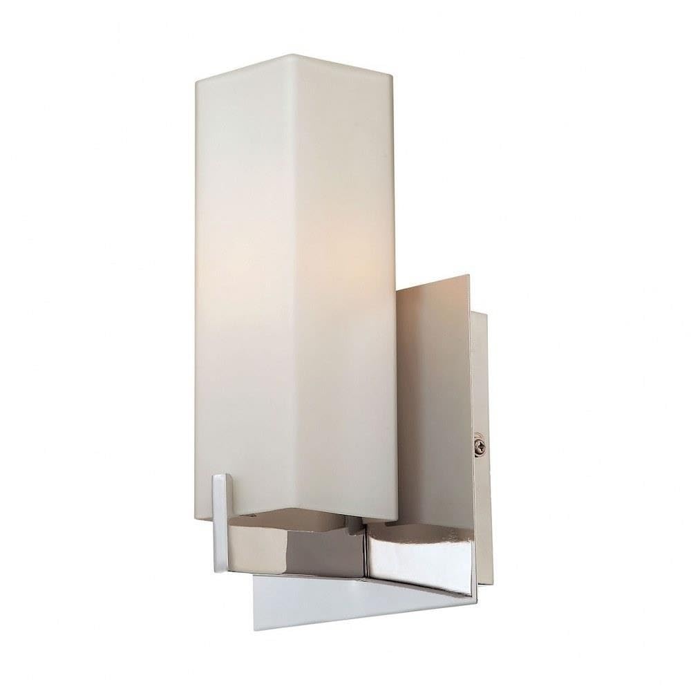 Elk Home Moderno 1-Light Wall Sconce - 8-Inch Modern Bathroom Light in Satin Nickel with Opal White Glass, Minimalist Vanity Sco