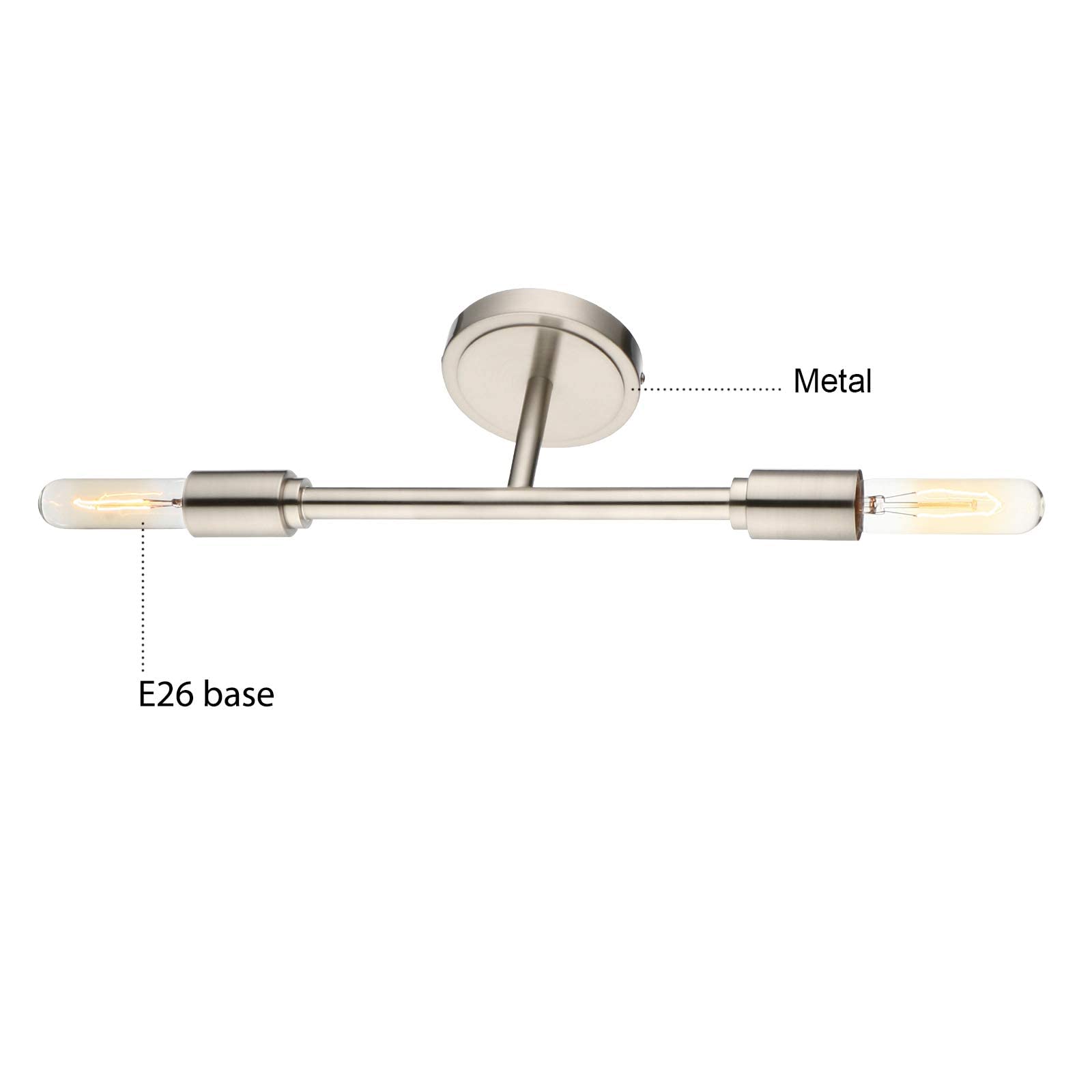 Phansthy Modern Double Sconce Wall Lighting, 2-Light Metal Fixture, Brushed Nickel, Model FTY1032, Ideal for Bathroom and Living Room