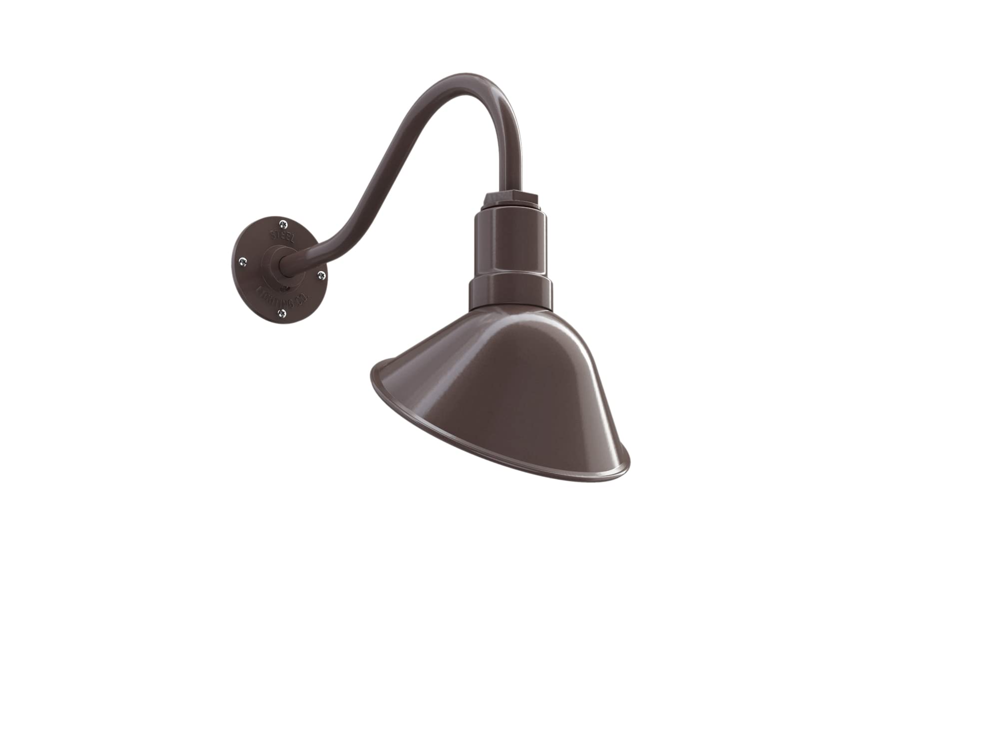 Steel Lighting Co. Venice Store Sign Light, 9in Dome, 16in Gooseneck, Dark Bronze, Model A09-04-30E-04-GB04-04-B