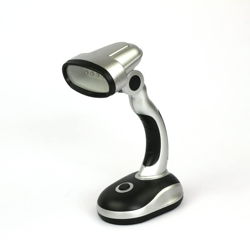Ragyzity Led Desk Lamp  12 Led Portable Battery-Powered Table Lamp  Bedside & Camping Light  Bright Work And Reading Light For Computer  Home  Or Outdoor Use (Black Silver)