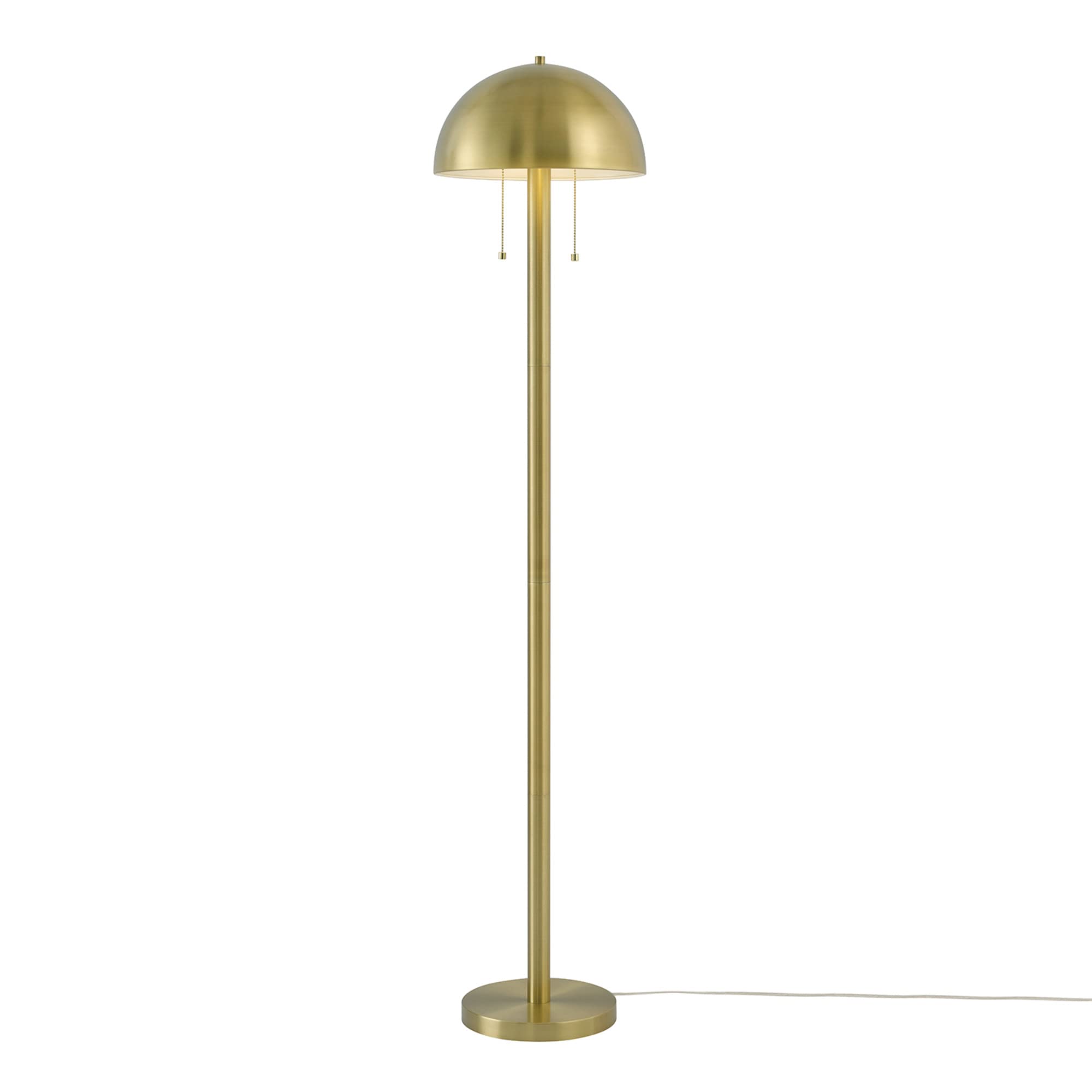 Globe Electric 65786 Haydel 60'' 2-Light Floor Lamp, Matte Brass, Double On/Off Pull Chain, Bulb Not Included