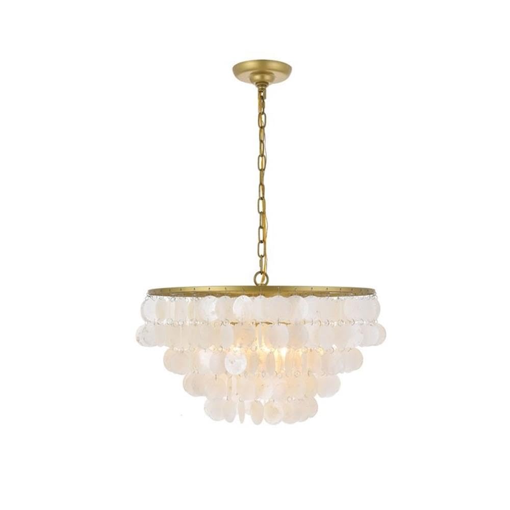 Elegant Lighting Living District Selene 4-Light Mid-Century Metal Pendant In Brass And White