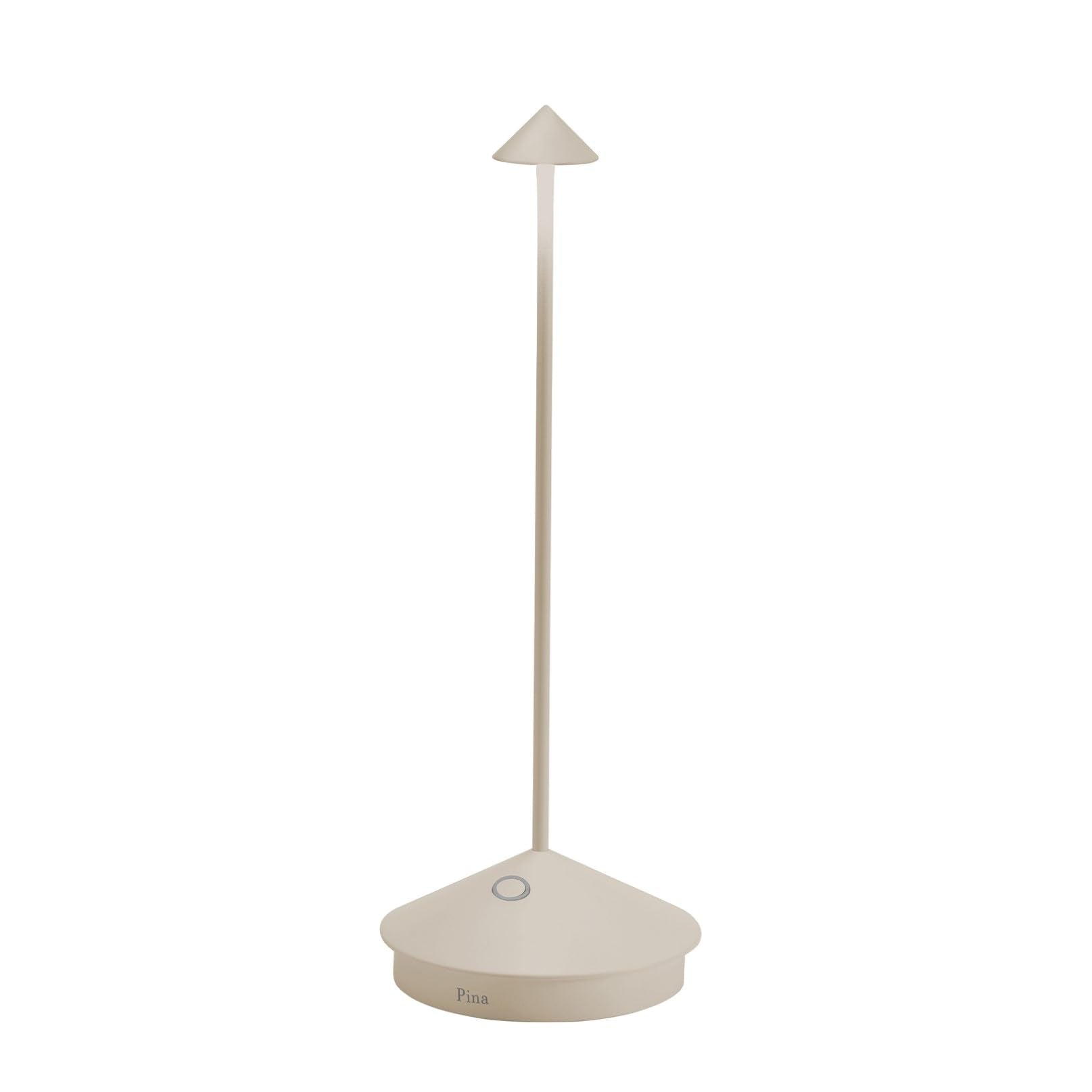 Zafferano Pina Pro Lamp Rechargeable Cordless Table Lamp Touch Control 11.4in Sand Aluminum Model LD0650S4