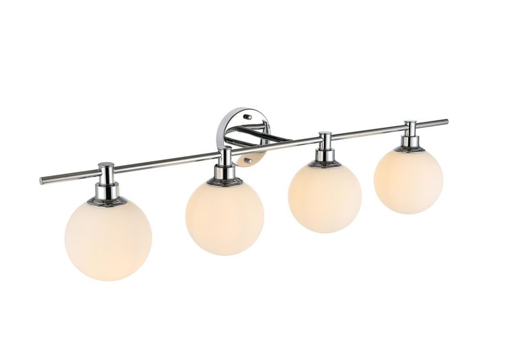 Living District Cordelia 4-Light Iron/Glass Bath Sconce in Black/Frosted White