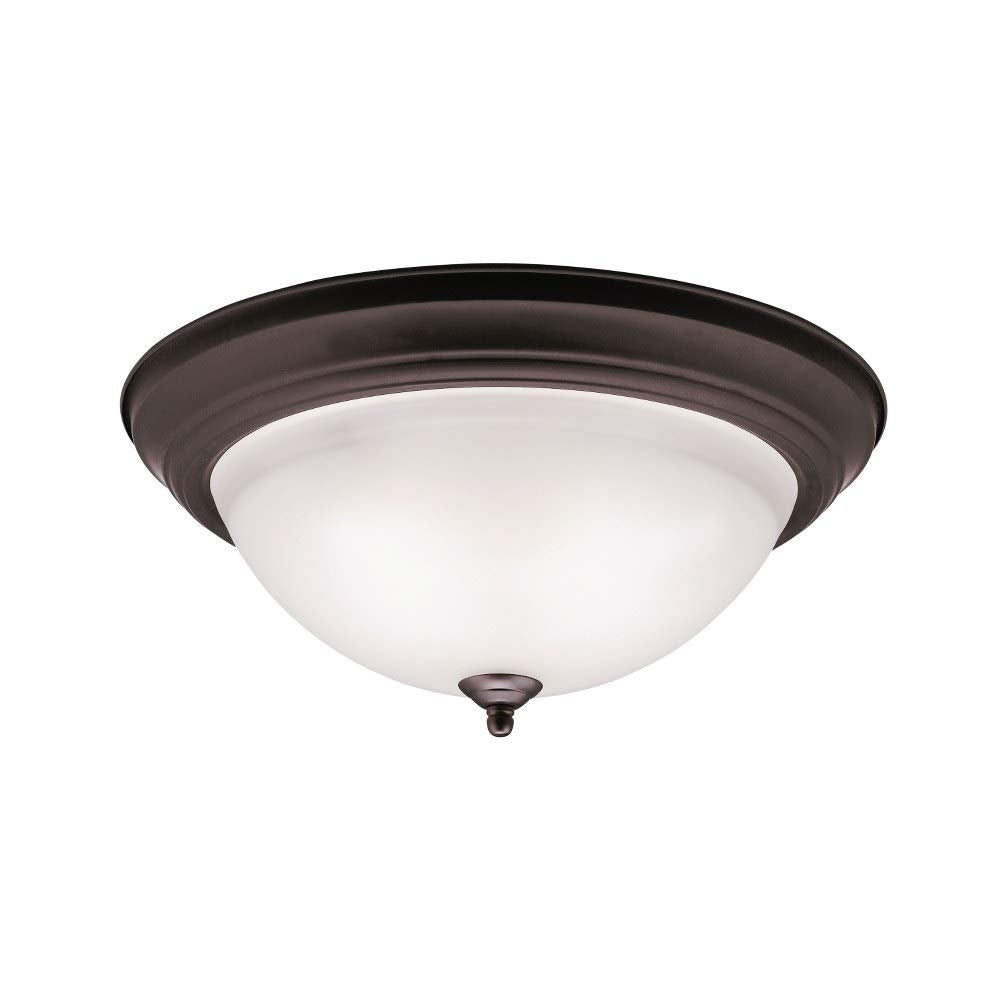 Kichler 8116Ni Flush Mount Round Glass Ceiling Lighting, Brushed Nickel 3-Light (16'' W X 7'' H) 180 Watts