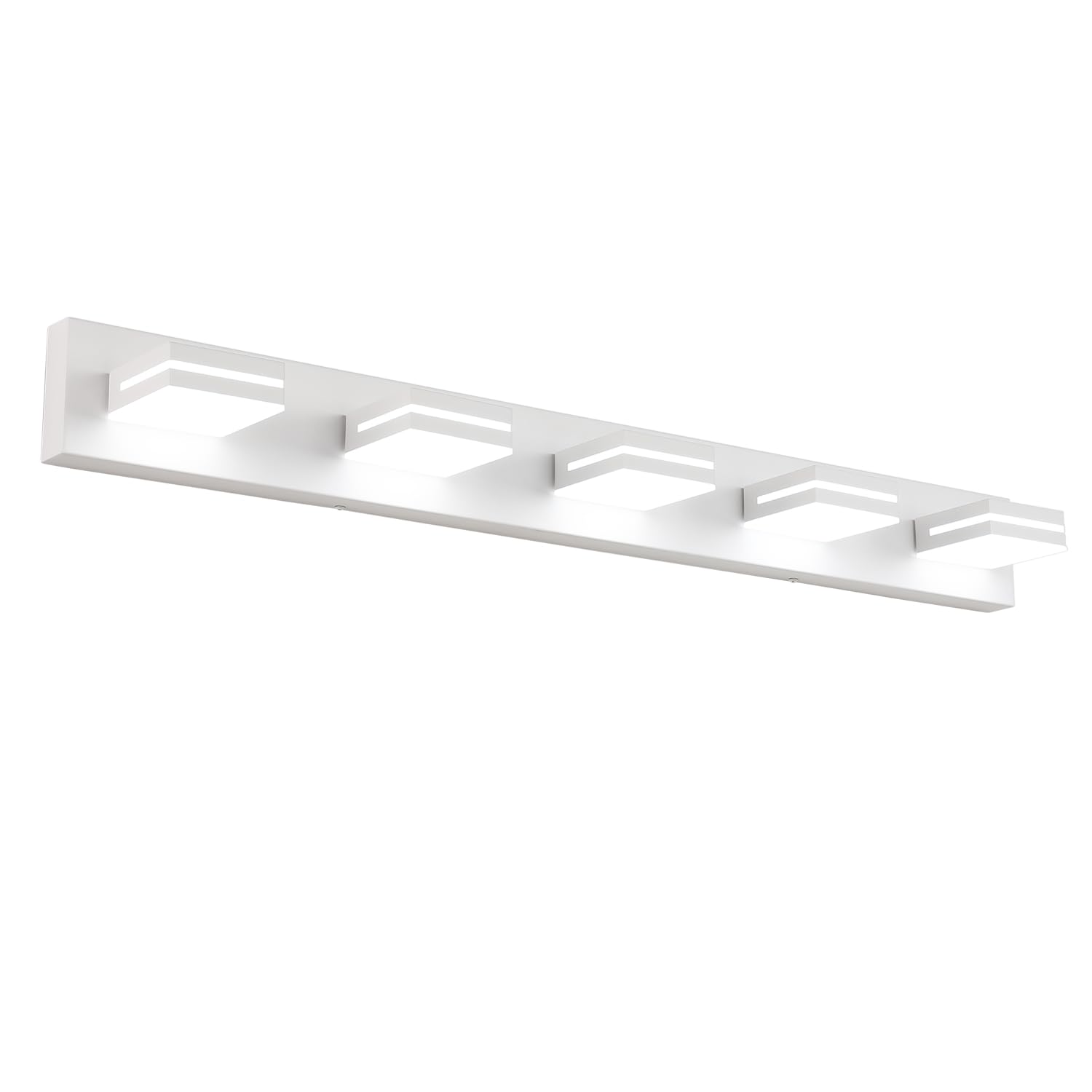 SineRise LED Bathroom Vanity Light Fixture, 5-Light, 40-Inch, Dimmable, Matte White, Stainless Steel, Model 741dca6e-d13c-4b
