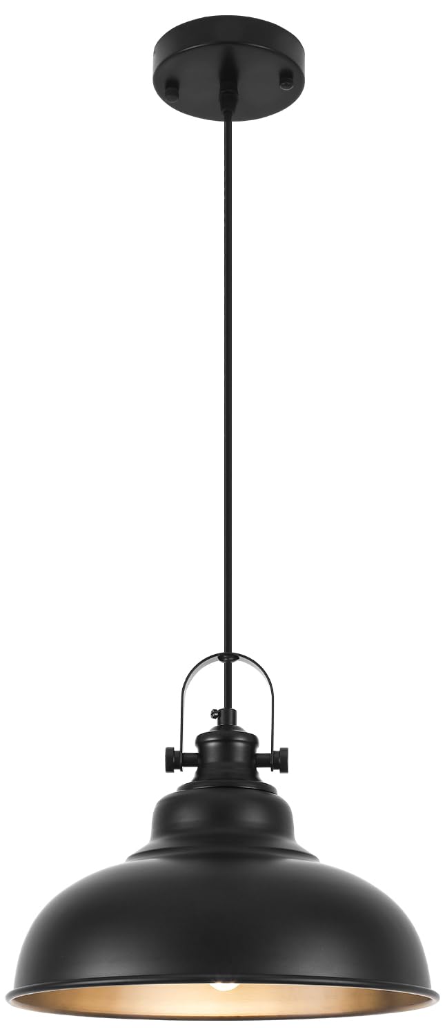 GUIHUALOVE Black Pendant Lights Kitchen Island, 11.4 Inch Dome Pendant Light, Farmhouse Pendant Light, Island Pendant Light for 